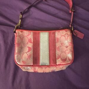 Coach Pink and Silver Wristlet